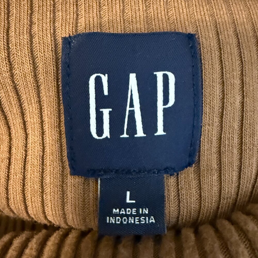 Gap Ribbed Cowl Neck Sweater Mini Dress Women's Large Brazen Brown Cozy Knit - Picture 12 of 14